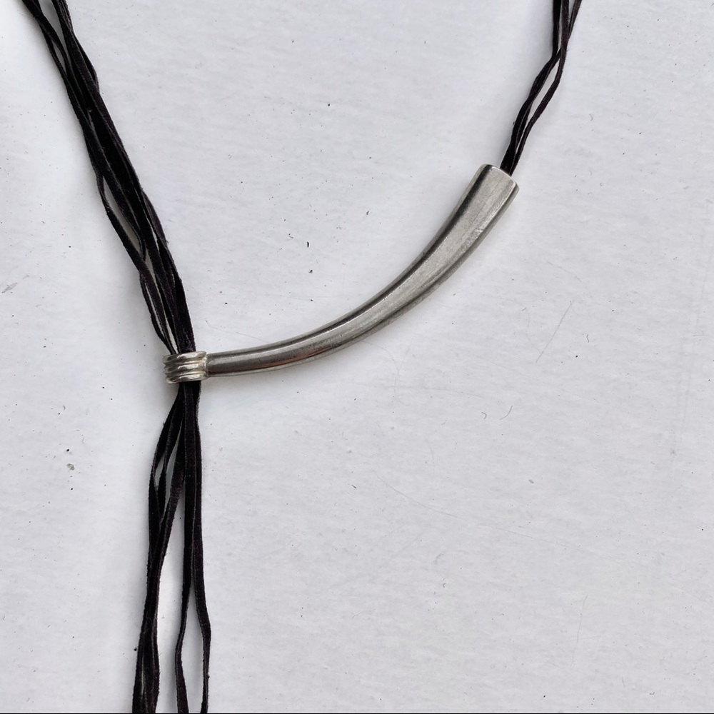 Express Black Strings Silver Necklace - image 2